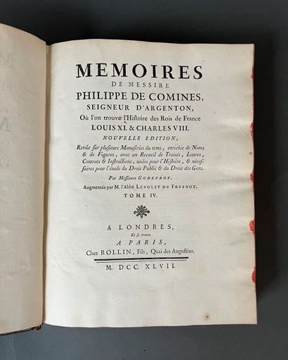 null [Reliure aux armes]. PHILIPPE DE COMMYNES. Mémoires de Messire Philippe de Comines,...