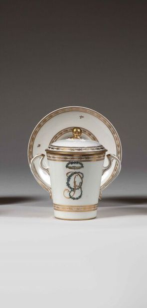 LILLE.
Porcelain trembleuse covered cup and...