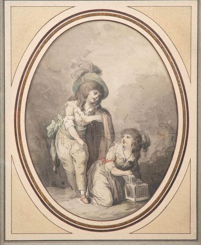 French school circa 1800.
Two children with...