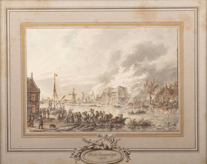 Dirck LANGENDYK (1748-1805). 
The ferry,...