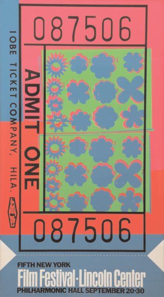 Andy Warhol - (1928-1987) Lincoln center ticket, 1967 Sérigraphie en 4 couleurs,...