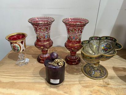 null [Joystick]. Set of glassware, ceramics, wood, bronze and brass, including:
2...