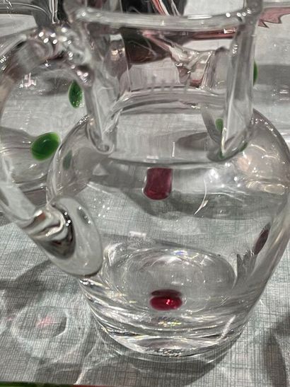 null Miscellaneous lot: 
- 2 colored glass cactuses in the Murano style ;
- crystal...