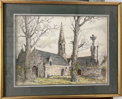 null B. HASCOËT and A. HASCOËT.

- Church of Locronan.
Etching.
Signed in the plate...