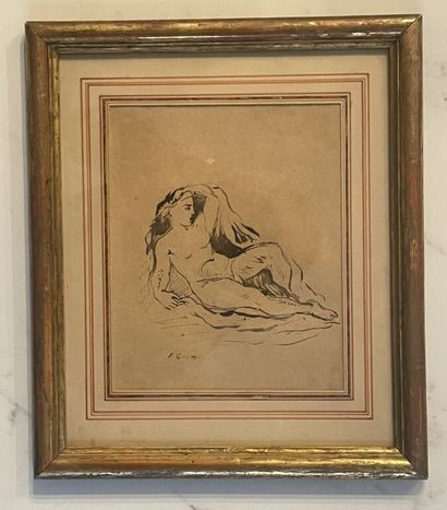 null Fernand CORMON (1845-1924). 
Nude Woman. 
Ink. 
Signed lower left. 
23.5 x 19...