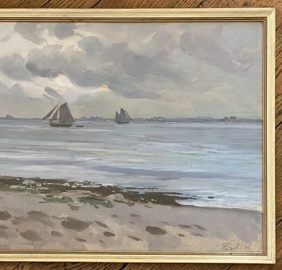null Julius Fürst (1861-1938)
Sailboats by the sea.
Watercolor.
Signed lower right.
30.8...
