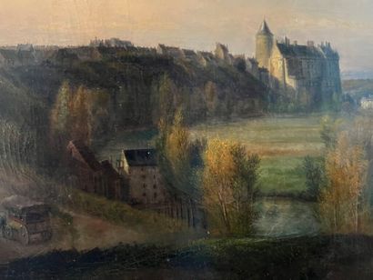 null François Edme RICOIS (1795-1881)
View of a castle, 1864.
Oil on canvas.
Signed...
