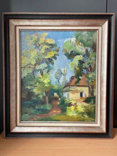 null 20th century French school. 
House and trees. 
Oil on canvas. 
55.8 x 46.2 ...