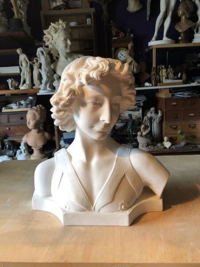 null After DONATELLO ? 
Young David in a breastplate.
Plaster bust. 
Numbered on...