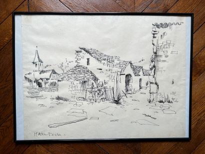 null Mathieu DIESSE (1926-2004).
Village.
India ink and graphite.
Signed lower left.
48.5...