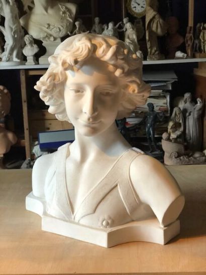 null After DONATELLO ? 
Young David in a breastplate.
Plaster bust. 
Numbered on...