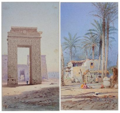 PINOTTI (G.) Propylône de Ptolémée III Évergète, Karnak, Egypte. - Habitation au...