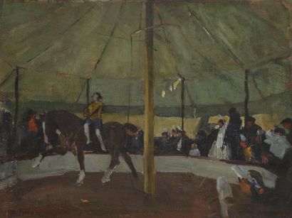 Jules SIMON (1890-1976) Cirque en Bretagne. Huile sur toile, signée en bas à gauche....