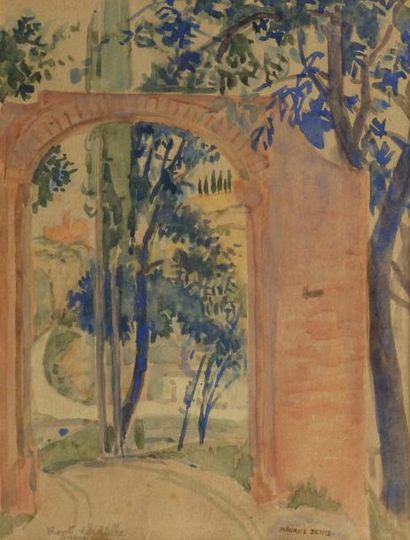 Maurice DENIS (1870-1943) La route de la villa, Sienne. Aquarelle, signée en bas...