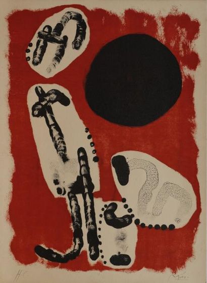 Joan MIRO (1893-1983) Antilopes. Lithographie en couleurs, épreuve signée et justifiée...