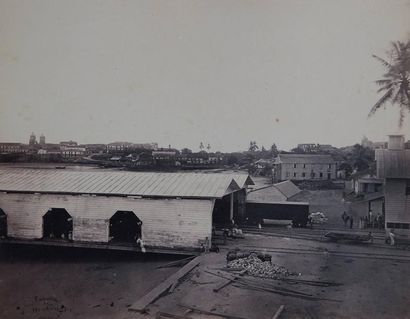 Emil Herbruger (1808-1894) Port view of city of Panama from R R Station, Panama,...