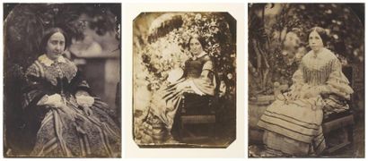 Jean-Baptiste FRENET (1814-1889) Femmes assises au jardin; Femme à l?ombrelle dans...