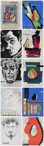 Aurel Bauh (1900-1964) Portraits, études et projets publicitaires - cahier 1, 1962....