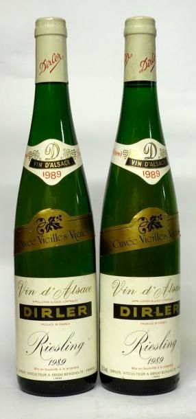 Vins d?Alsace 2 Bouteilles RIESLING VIEILLES VIGNES J. DIRLER 1989