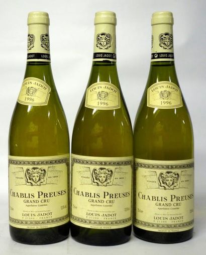 VINS BLANCS DE BOURGOGNE 3 Bouteilles CHABLIS GRAND CRU « PREUSES » L. JADOT 199...