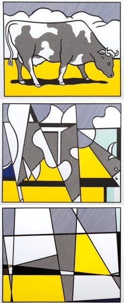 ROY LICHTENSTEIN (D'APRÈS). (1923-1997). Cow going abstract, 1982. Sérigraphie en...