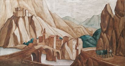 ANDRÉ MAIRE (1898-1984). Paysage de Montagne, vers 1920. Huile sur panneau, 47 x...