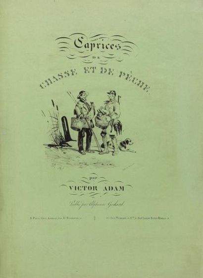 ADAM (Victor) Caprices de chasse et de pêche. 1 vol. in-folio relié ½ chagrin vert...