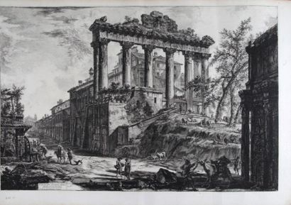 Giovanni Battista PIRANESI Planche tirée des Vedute di Roma, épreuve pliée en huit,...