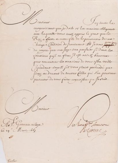 LIONNE (Hugues de) Secrétaire d?Etat aux Affaires extérieures de Louis XIV, 1611-1671....