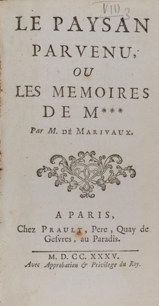 null MARIVAUX. Le Paysan parvenu ou les mémoires de M***. 2 volumes in-12 reliés...