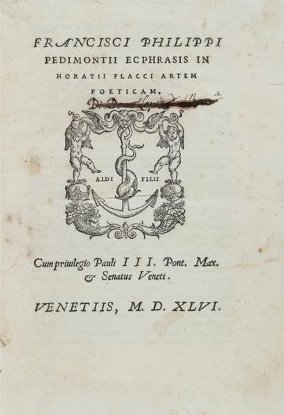 PINDEMONTE (Francesco ) Francisci Philippi Pedimontii Ecphrasis in Horacii Flacci...