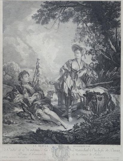 René GAILLARD (1719-1790), d'après François Boucher (1703-1770) «Le Messager discret»;...