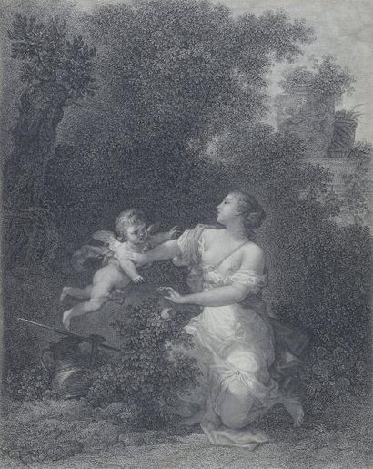 René GAILLARD (1719-1790), d'après François Boucher (1703-1770) «La fécondité» Gravure...