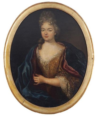 École Française du XVIIe siècle «Portrait de femme» Toile ovale. Dimensions: 92 x...
