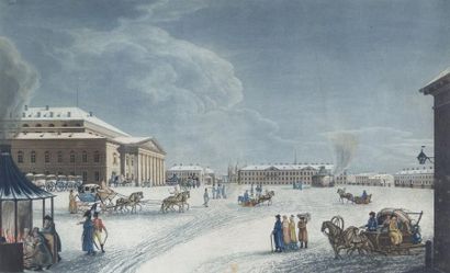 ANONYME, circa 1810 «Vue de la place et du grand spectacle de St Petersbourg». Eau-forte...