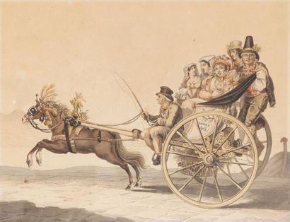 Frederik KAISER «La calèche napolitaine» et «Le cabriolet de Resina». Traits gravés...