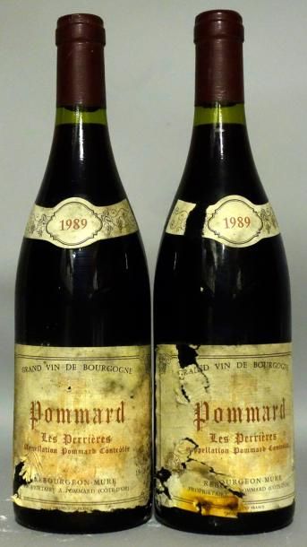 null 2 Bouteilles POMMARD LES PERRIÈRES REBOURGEON-MURE 1989 Etiquettes tachées,...