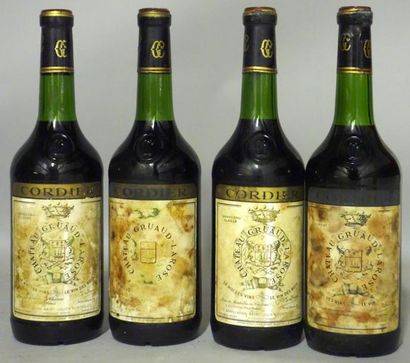 null 4 Bouteilles CHÂTEAU GRUAUD-LAROSE 1970 Étiquettes tachées; 1 capsule très légèrement...