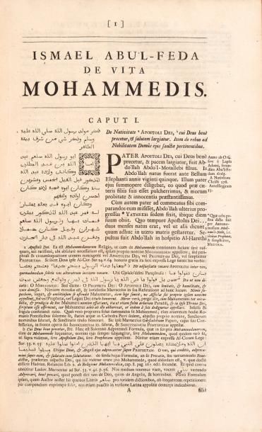 ABU'L-FEDA (Ismael) De vita, et rebus gestis Mohammedis, moslemicae religionis auctoris,...