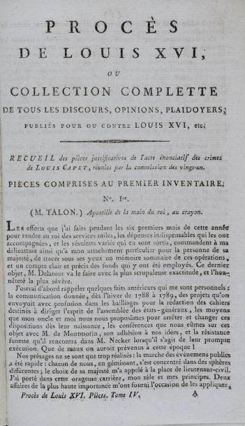[LA ROCHE-TILHAC (de)] Le procès de Louis XVI ou collection complette des opinions,...