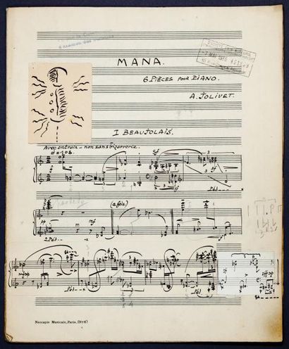 JOLIVET (André) (1905-1974) " Mana ", 6 pièces pour piano [K. 67]. Manuscrit musical...