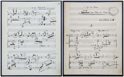 LEIBOWITZ (René) " Sonate pour Flûte et Piano, op. 13 ". Manuscrit musical autographe...