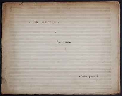 BOULEZ (Pierre) (né en 1925) " Trois Psalmodies ". Manuscrit musical autographe signé...