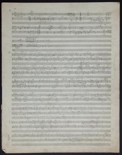 BOULEZ (Pierre) " musique pour le soleil des eaux de rené char / orchestre ". Manuscrit...