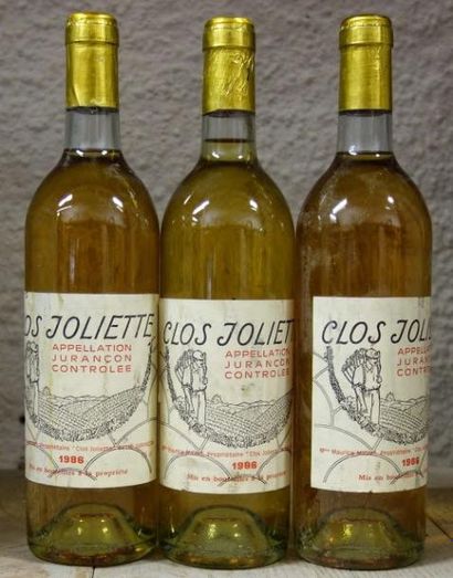3 Bouteilles Clos Joliette 1986 Jurançon...