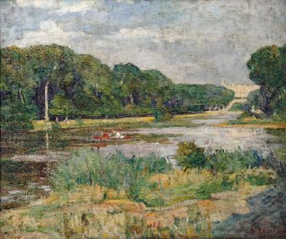 ALEXANDER JAMIESON (1873-1937). Le parc de Versailles. Huile sur toile, signée en...