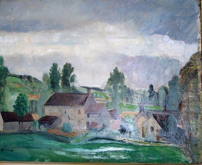 EDMOND CÉRIA. (1884-1955). Paysage, 1920. Huile sur bois, oeuvre originale signée...