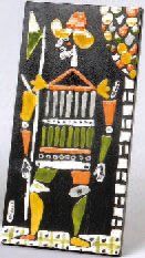 ROGER CAPRON (1922-2006). Plaque rectangulaire en céramique à décor d'un personnage...