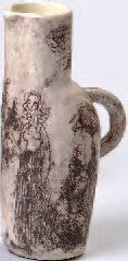 JACQUES BLIN (1920-1995). Vase-pichet en céramique à couverte rose patinée noire...