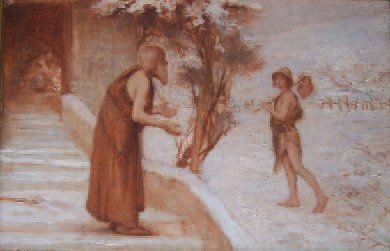 RAPHAËL COLLIN (1850-1916). Scène mythologique. Huile sur toile, signée en bas à...